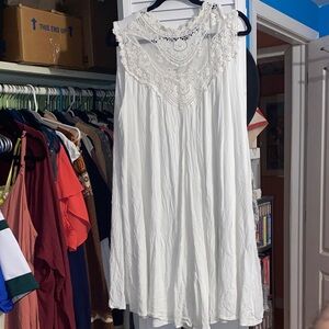 Torrid White Sleeveless Dress with Lace Accents